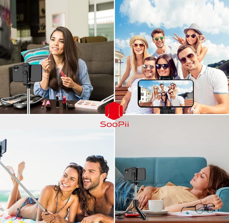 Soopii K1 Selfie Stick Tripod Light Weight, 28 inch / 70CM Reinforced Tripod for Mobile Phone, Multi-Functional Bluetooth 3in1 Long Selfie Stick for Travel,Vlogging,Compatible with iPhone and All Smartphones - Image 5