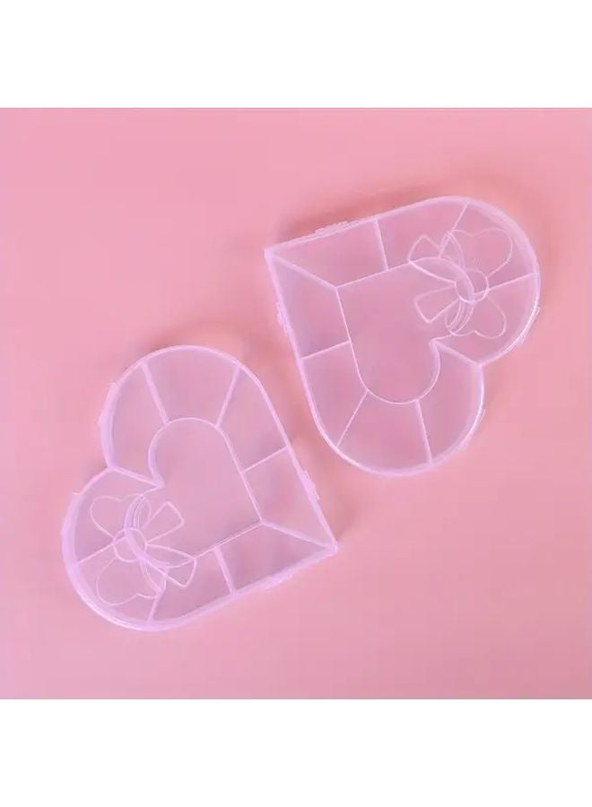 2pcs Clear Plastic Heart Design Jewelry Storage Box For Nail Art Organization - Image 3