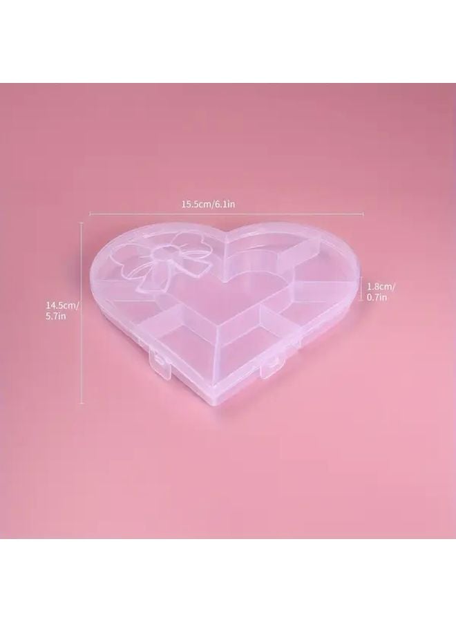 2pcs Clear Plastic Heart Design Jewelry Storage Box For Nail Art Organization - Image 4