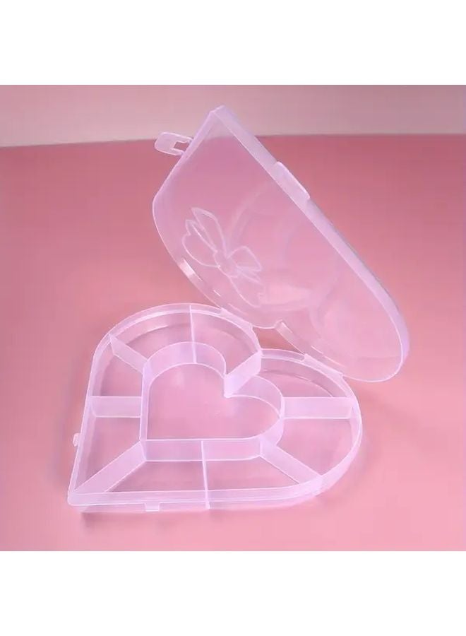 2pcs Clear Plastic Heart Design Jewelry Storage Box For Nail Art Organization - Image 5