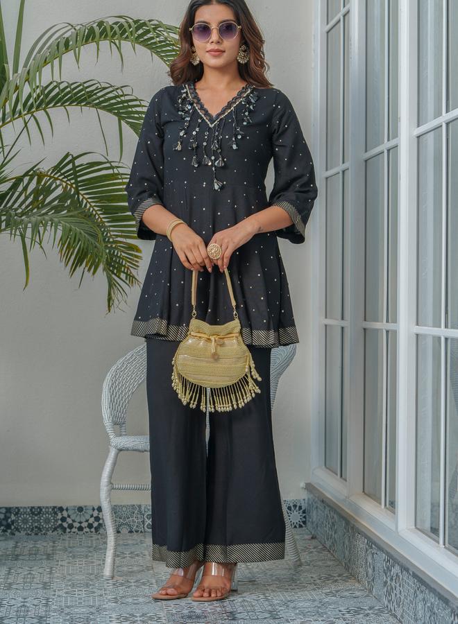 DW Printed V Neck Pure Cotton Tunic and Trousers Co-Ords - Image 5