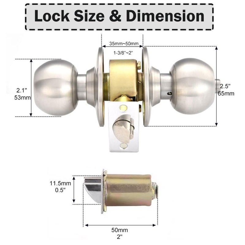 Shoppingekart Heavy Duty Lever Door Lock Handle top Security Tubular leverset Door Handle Locks Privacy Vintage Mortise Lock for Bedroom Living Room Bathroom Door Thickness 3550mm Matt Finish Pack of 1  - Image 2