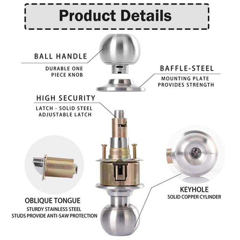 Shoppingekart Heavy Duty Lever Door Lock Handle top Security Tubular leverset Door Handle Locks Privacy Vintage Mortise Lock for Bedroom Living Room Bathroom Door Thickness 3550mm Matt Finish Pack of 1  - Image 4