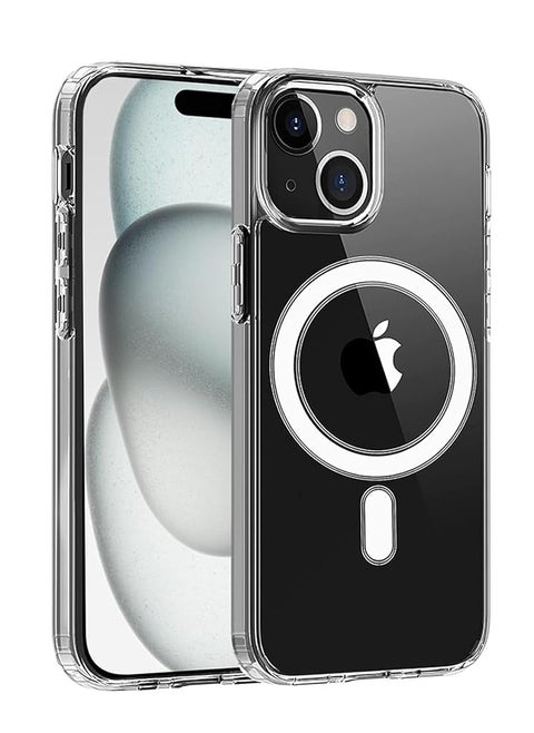 A transparent design protective case for iPhone 15 Plus that supports MagSafe charging, supports magnetic wireless charging, anti-shock protection, scratch-resistant  by iModel® (transparent), TPU polycarbonat
