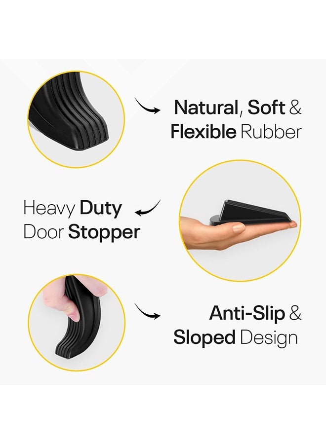 Quantum 4 Pcs Premium Rubber Door Stopper Wedge Anti-Collision Top Door Safety Guard, Windproof Mobile Door Retainer, No-Drill No-Hole Installation Door Holder for Home Room - Image 5