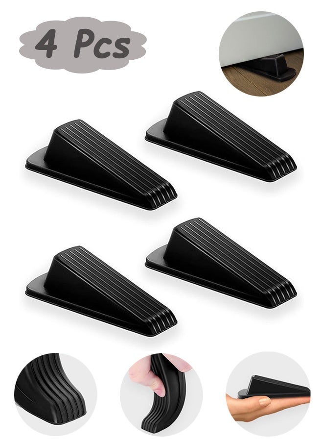 Quantum 4 Pcs Premium Rubber Door Stopper Wedge Anti-Collision Top Door Safety Guard, Windproof Mobile Door Retainer, No-Drill No-Hole Installation Door Holder for Home Room - Image 1