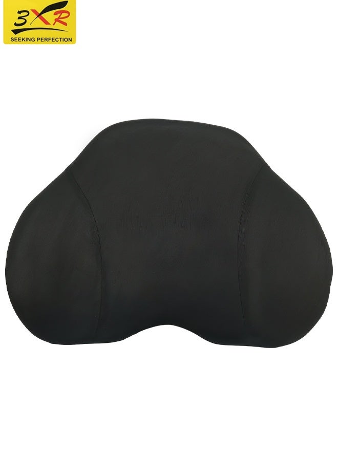 3XR Black 46x31cm Memory Foam Lumbar Support Pillow/Back Cushion. Contoured Ergonomic Design for Office Chair, Car Seat & Home Use. Supports Spine, Relieves Lower Back Pain. Easy-Care Washable Cover for Posture Correction. - Image 1