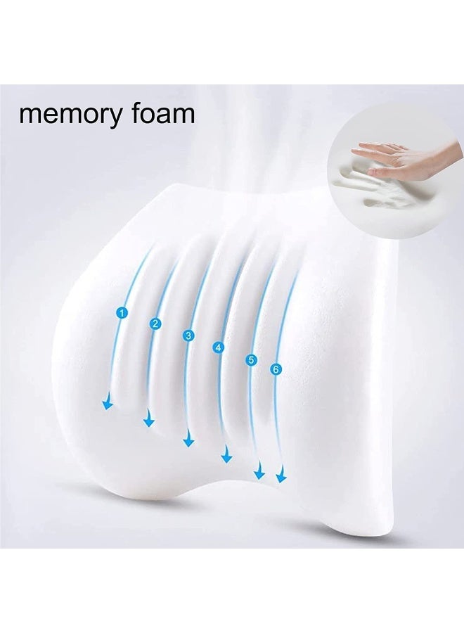 3XR Black 46x31cm Memory Foam Lumbar Support Pillow/Back Cushion. Contoured Ergonomic Design for Office Chair, Car Seat & Home Use. Supports Spine, Relieves Lower Back Pain. Easy-Care Washable Cover for Posture Correction. - Image 2