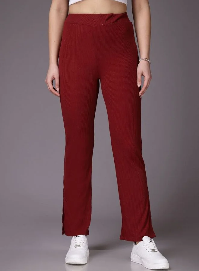 Freehand Women Flared Solid Mid Rise Flared Pant