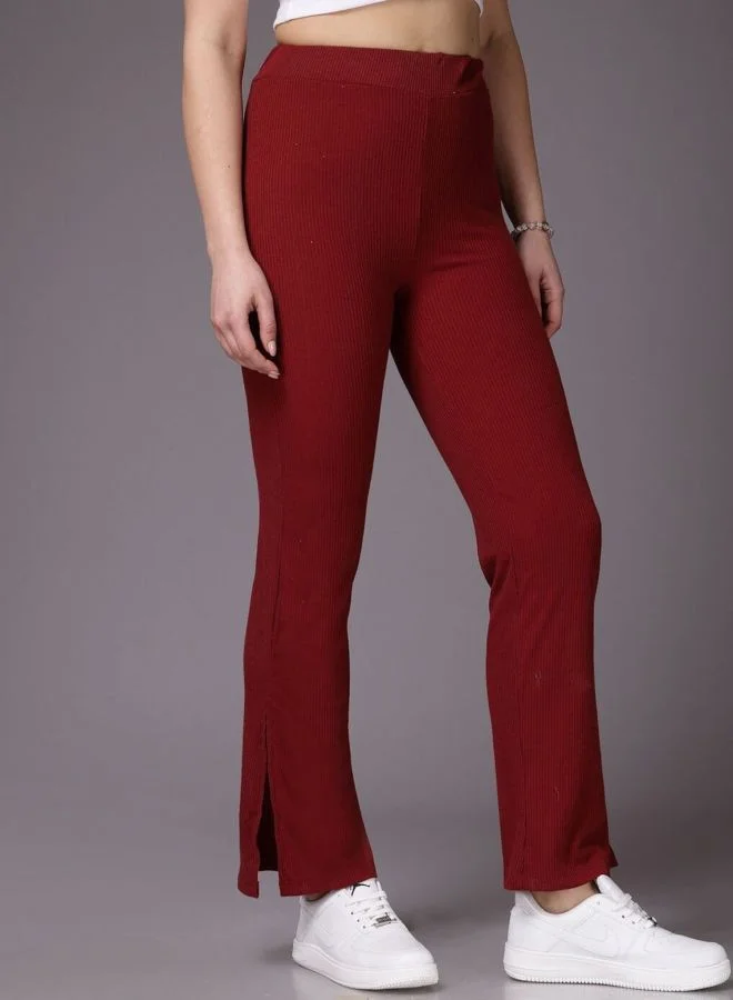 Freehand Women Flared Solid Mid Rise Flared Pant