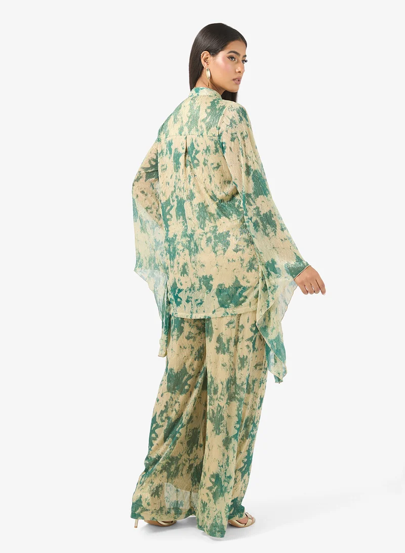 جولدن ابل طقم بلوزة بطبعات وتفاصيل أزرار