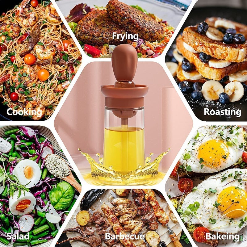 WOLTAX Glass Olive Oil Bottle with Silicone Brush 2 in 1 Silicone Brush Head Brush Oil Bottle Type Oil Metering Oil Bottle Dropper Measuring Dispenser Allinone Oil Brush Bottle1 PCS - Image 3