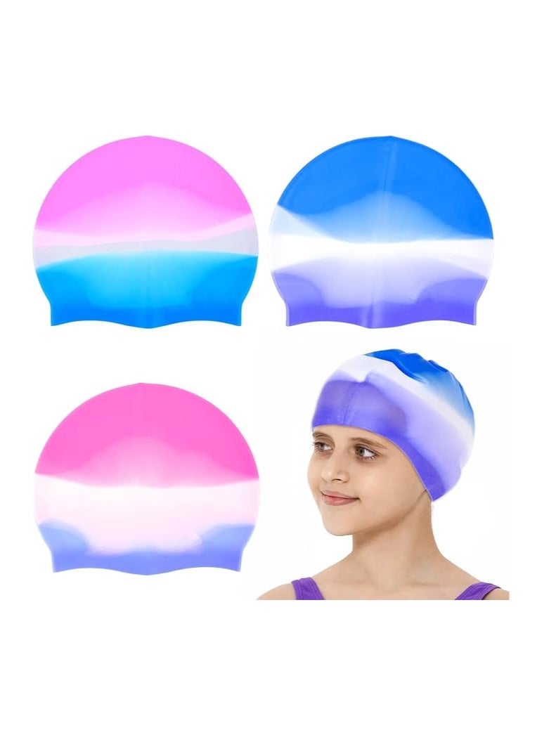 Silicone Swim Cap For Adults And Kids Pieces - Multi Color
