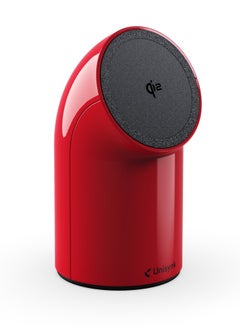 UNISYNK MAGNETIC WIRELESS DESK CHARGER QI2? 15W Fast Charging, Rotatable Display, Qi2 & MagSafe Compatible, Includes EU/UK/US Adapters & 2m USB-C Cable- Red