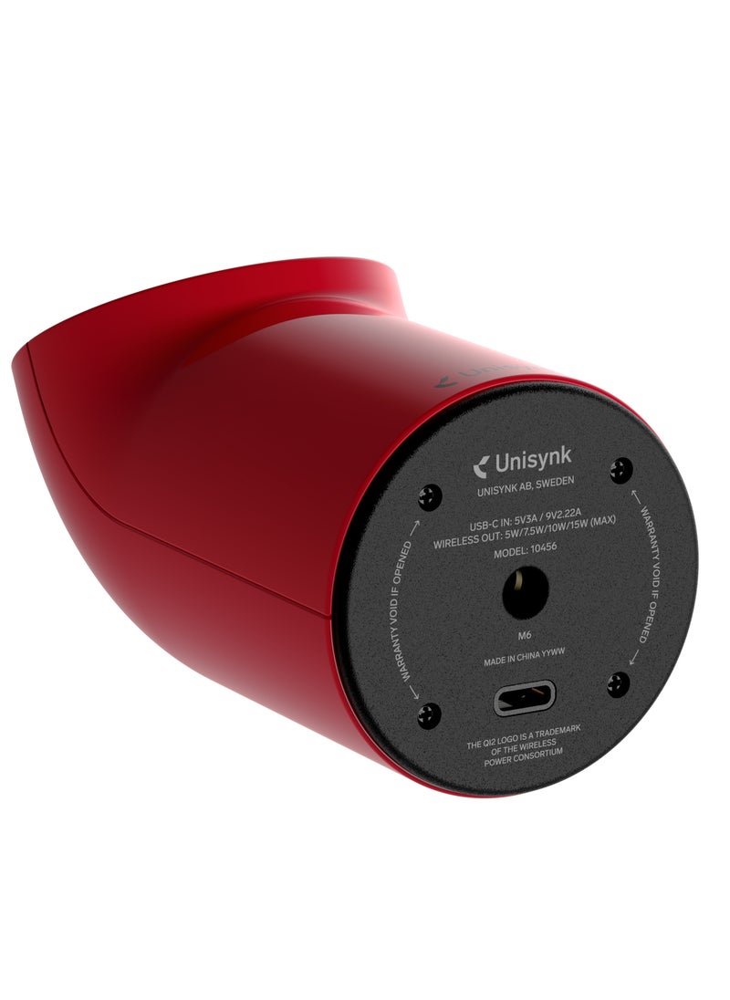 Unisynk - UNISYNK MAGNETIC WIRELESS DESK CHARGER QI2? 15W Fast Charging, Rotatable Display, Qi2 & MagSafe Compatible, Includes EU/UK/US Adapters & 2m USB-C Cable- Red - Image 1