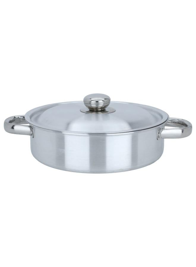 ROBUST Aluminum Oven Tray 26 Cm Round With Lid Two Handles Silver - Image 1