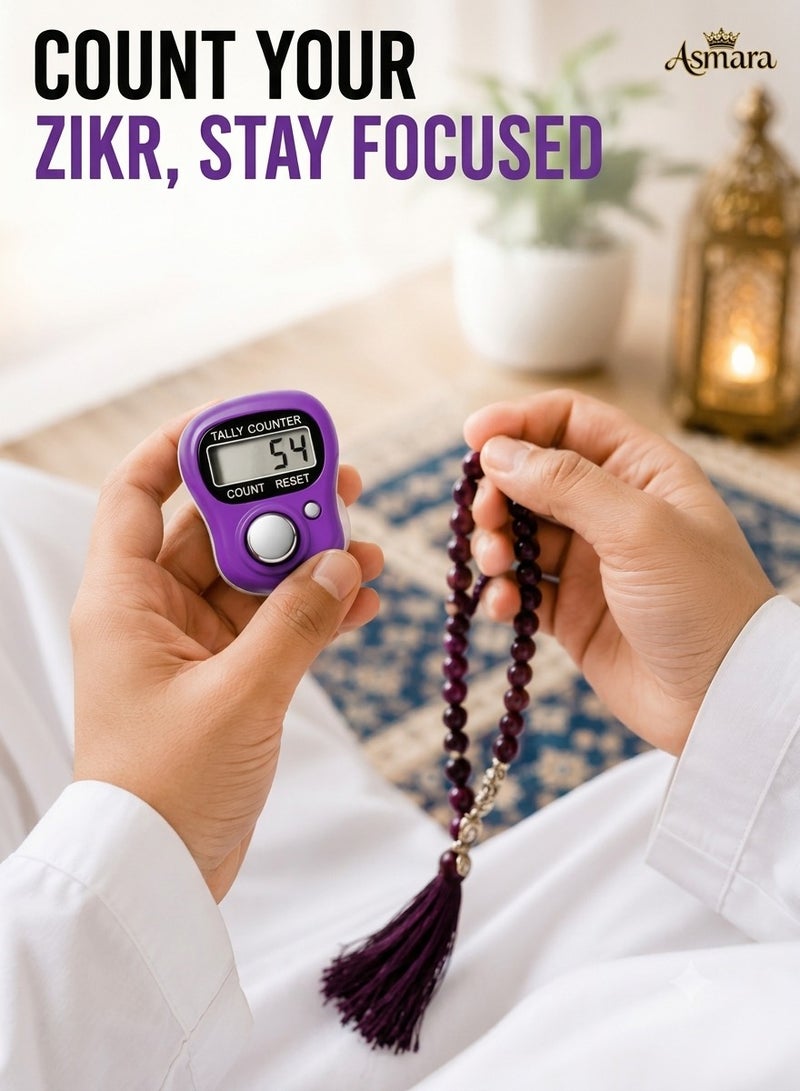 We Happy 5 Pieces Digital Tasbih Tally Counter Prayer Counting Tool for Ramadan, Comes in Assorted Colors - Image 2