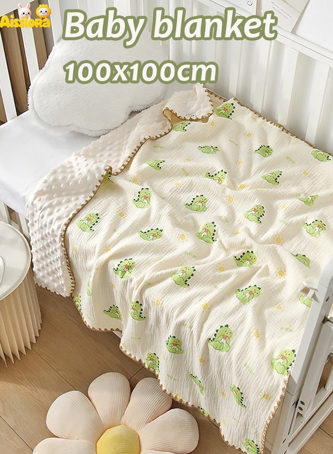Aissiora 100x100cm Cotton baby blanket Summer baby blankets Thin baby quilt Children's blankets Children's nap blanket Infant swaddling Soft and skin-friendly Moisture-wicking - Image 1
