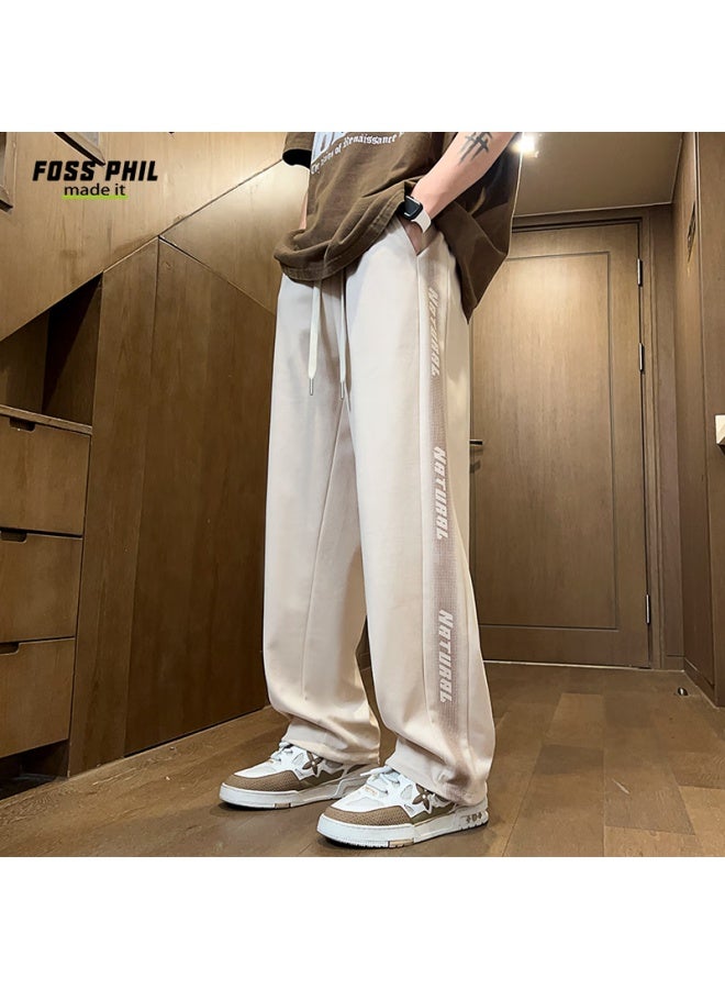 Foss Phil Men's Spring And Summer Loose Straight Pants American High Street Wide Leg Workwear Pants K510 Khaki 3XL - Image 1