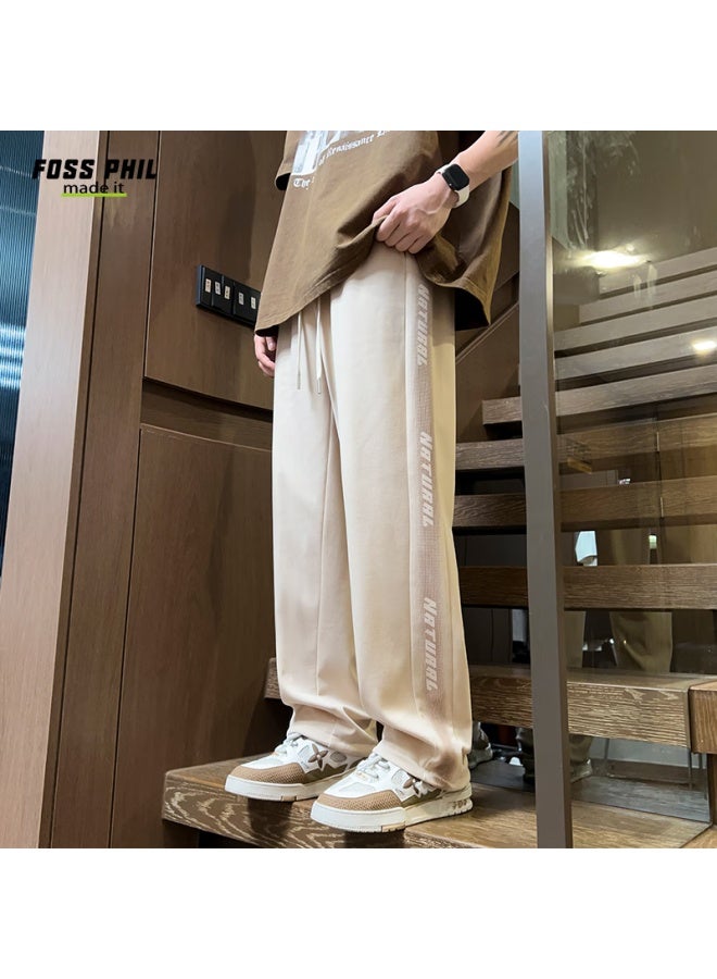 Foss Phil Men's Spring And Summer Loose Straight Pants American High Street Wide Leg Workwear Pants K510 Khaki 3XL - Image 5