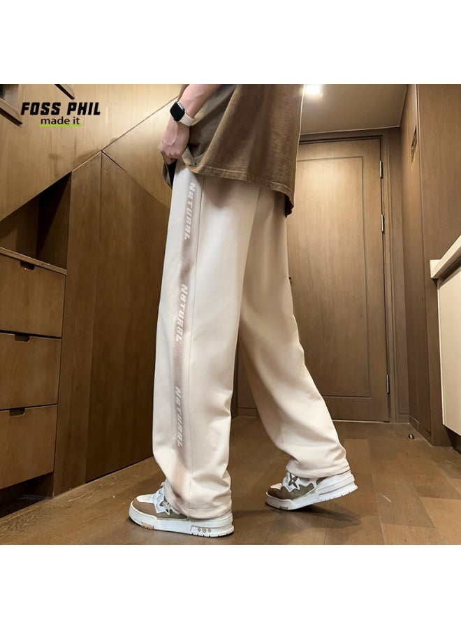 Foss Phil Men's Spring And Summer Loose Straight Pants American High Street Wide Leg Workwear Pants K510 Khaki 3XL - Image 3