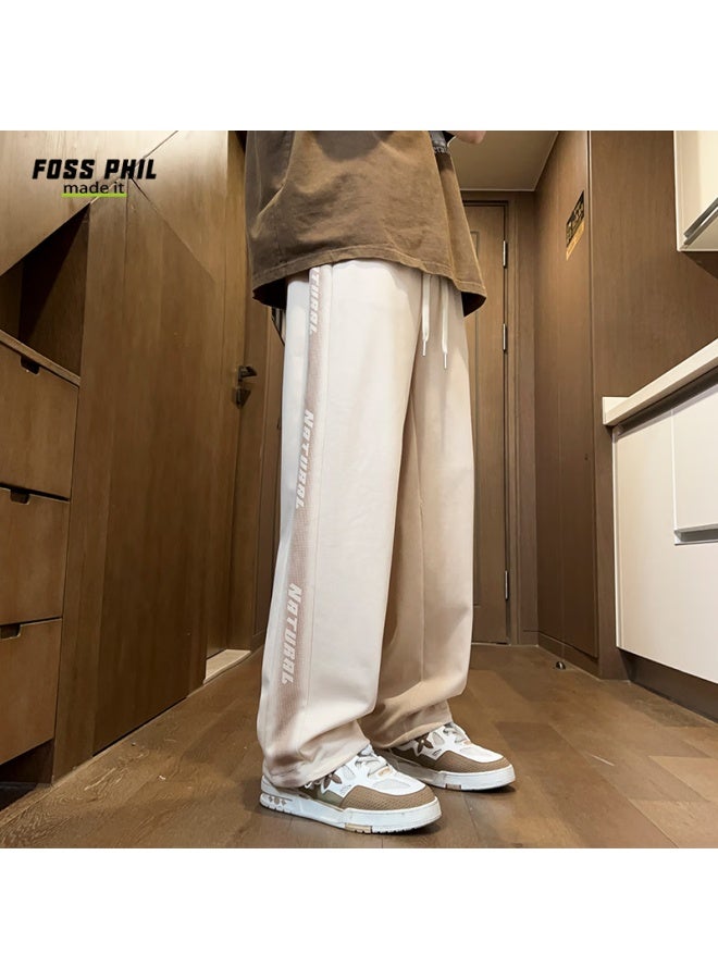 Foss Phil Men's Spring And Summer Loose Straight Pants American High Street Wide Leg Workwear Pants K510 Khaki 3XL - Image 4