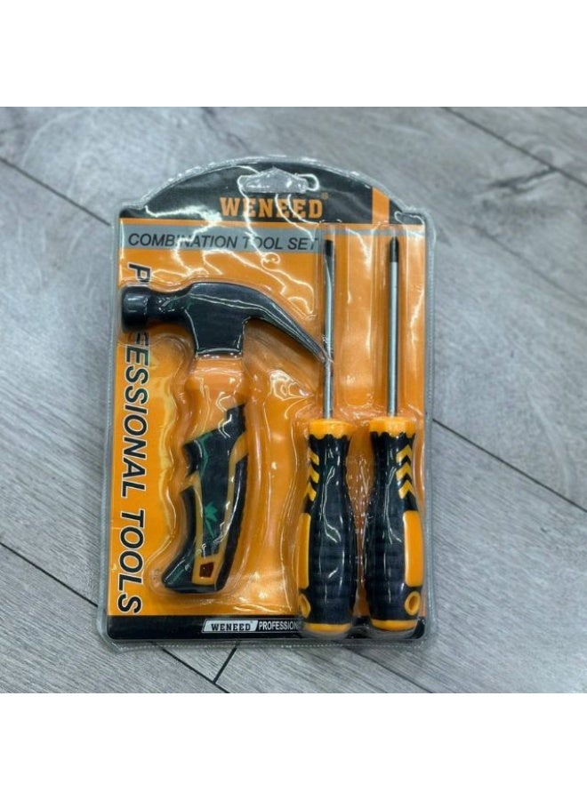 3-in-1 Tool Set – Mini Hammer + 2 Screwdrivers WD-6047 / AS-35 for Home Maintenance