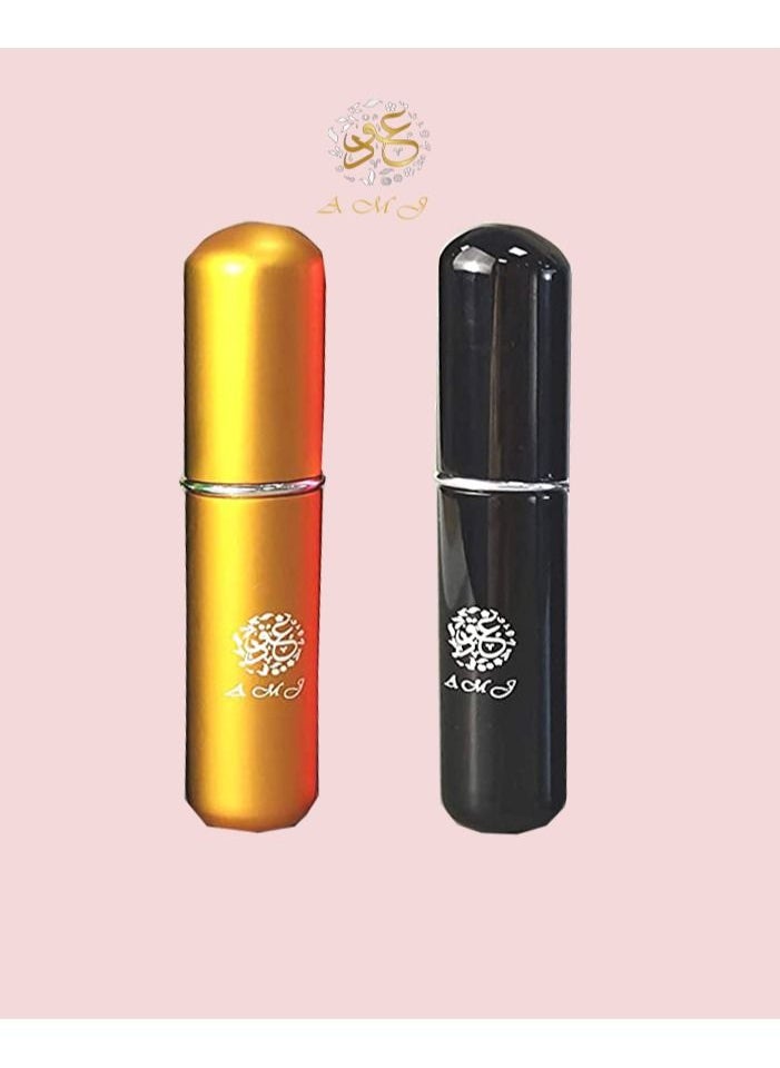 AMJ - 2 Piece Multi color Portable Mini Refillable Atomizer Perfume Bottle, Perfume Spray, Scent Pump Case, Travel Pack of 5ml (Empty Perfume Bottle) - Image 1