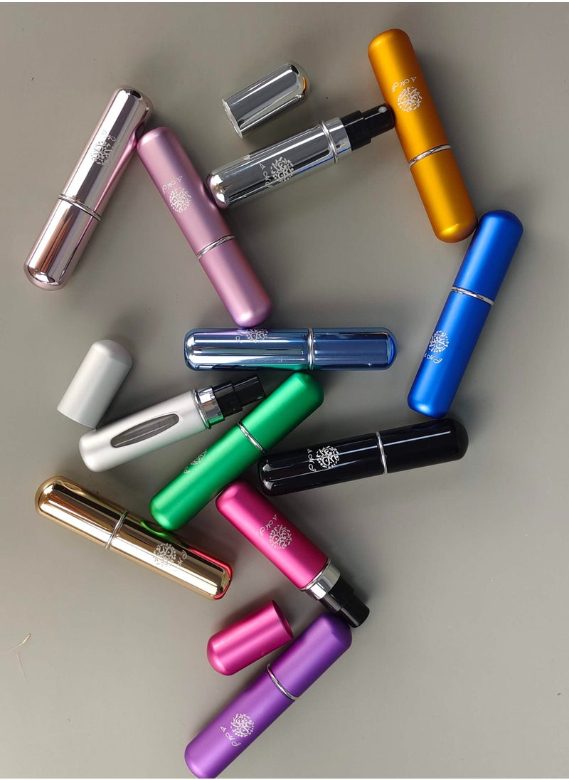 AMJ - 2 Piece Multi color Portable Mini Refillable Atomizer Perfume Bottle, Perfume Spray, Scent Pump Case, Travel Pack of 5ml (Empty Perfume Bottle) - Image 1