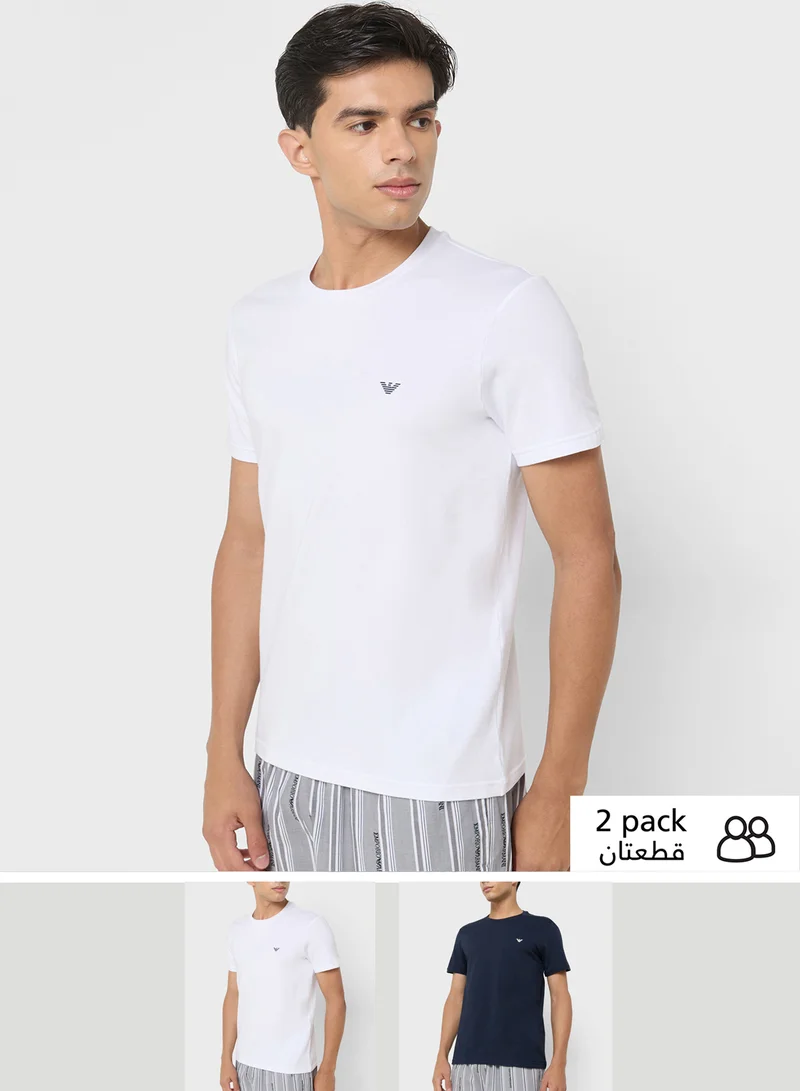امبوريو ارماني 2 Pack Of Logo Crew Neck T-Shirt