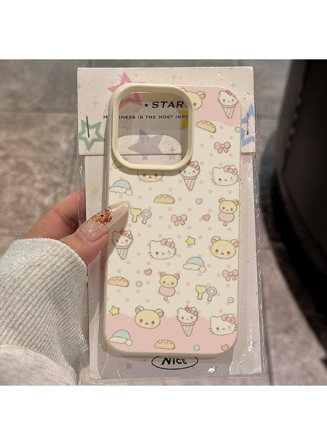 NIBEMINENT Kitty Bear Protective TPU Case Cover For iPhone 15 Plus, White