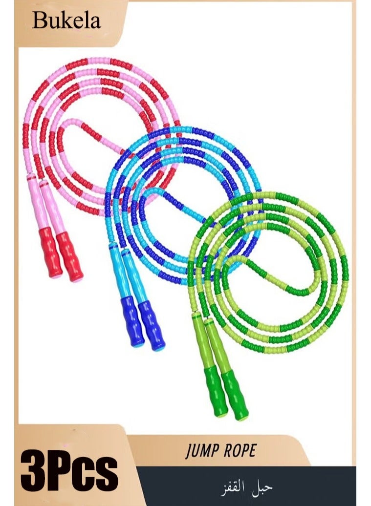 كيلا 3 قطع من حبال القفز بطول قابل للتعديل، حبل قفز ناعم مجزأ خالٍ من التشابك، حبال قفز للياقة البدنية للأطفال والرجال والنساء لإنقاص الوزن - Image 1