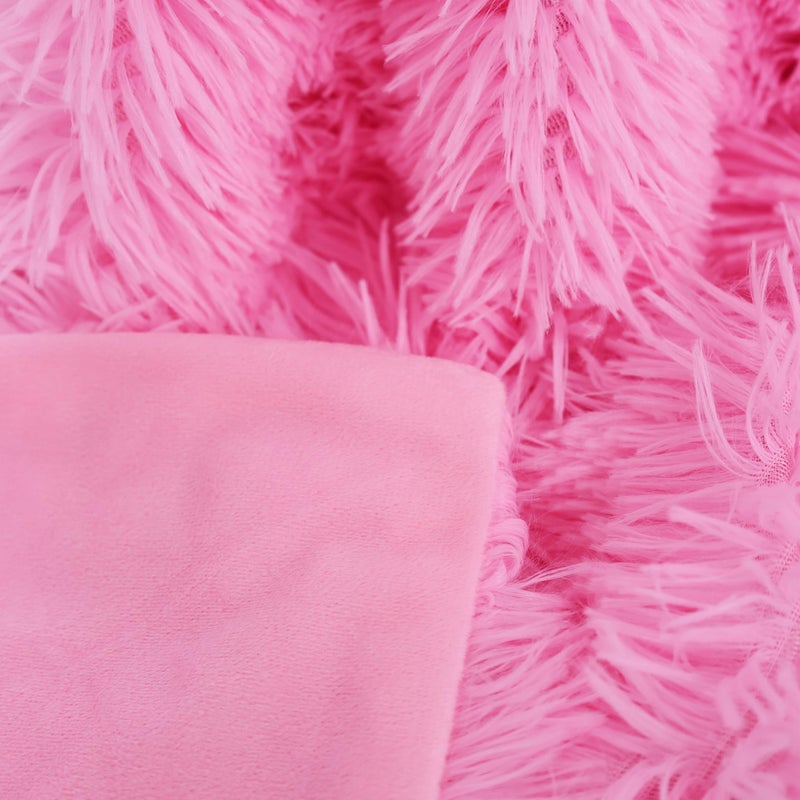 MYRU Plush Super Soft Blanket Bedding Sofa Cover Furry Fuzzy Fur Warm Throw Qulit Cozy Couch Blanket for Winter (63"x79", Pink) - Image 3