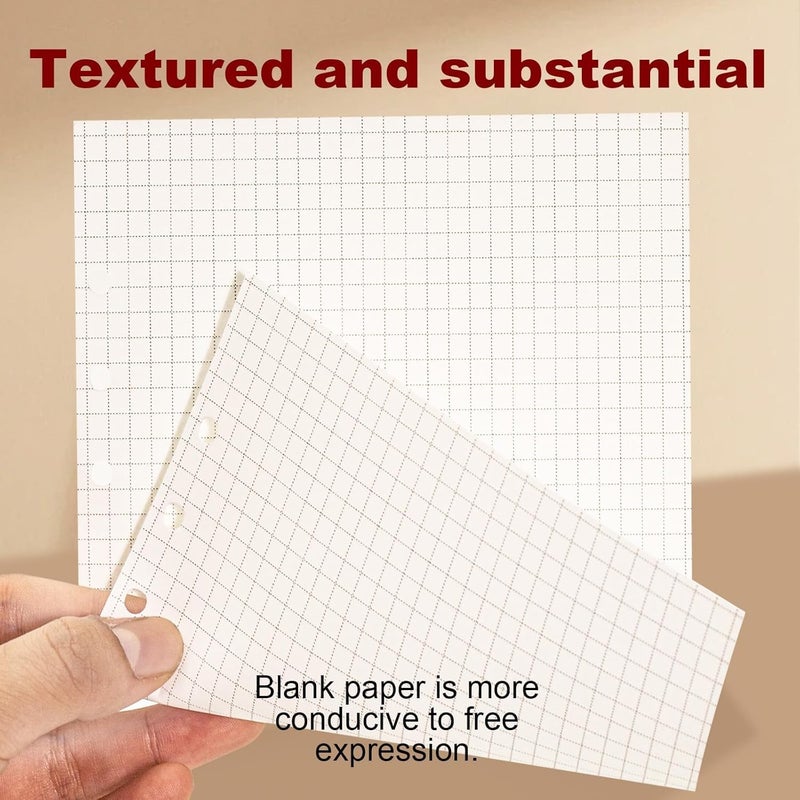 2 Pack Ring Binder A6 Refillable 120 Sheets Paper 6 Hole Checkered A6 Refill Paper Refillable Refill Paper Refills for A6 Notebooks Diaries Sketches Agendas Planners - Image 3