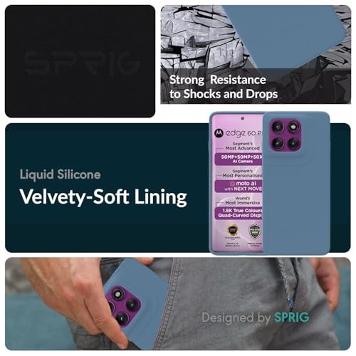 SPRIG Compatible with Moto Edge 60 Pro Premium SilkTone Back Cover Drop Tested Shock Proof Mobile Case for Men, Women, Boys and Girls with Camera Protection (Denim Blue) - Image 2