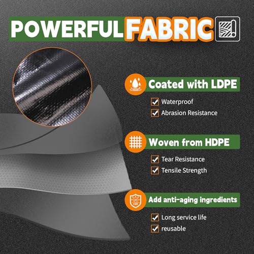 RAINDEWAY Small Black Tarp 5x7 Feet, UV Resistant, 8 Mil Multipurpose Medium Duty Waterproof Poly Tarp Cover with Metal Grommets and Reinforced Edges - Image 3
