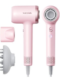 wavytalk Hair Dryer Wavytalk Turblow Pro Fast Drying Blow Dryer with Diffuser High Speed Hair Dryer with 110000 RPM Pro Negative Ions for Reduces Damage Frizz Smoothing 3 Speeds  3 Temps Pink 