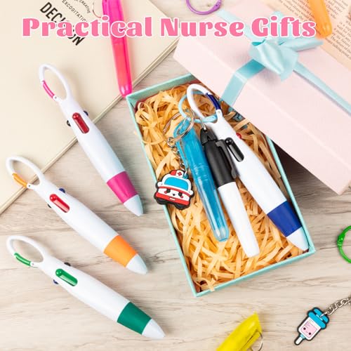 KFPPLXQ 30 Pieces Nurse Badge Pens Mini Highlighter Pens Bulk Include Pink and Purple Tip Highlighter Permanent Marker Retractable Ball with Keychain Clip Retractable for Cna Women Student Gift - Image 5