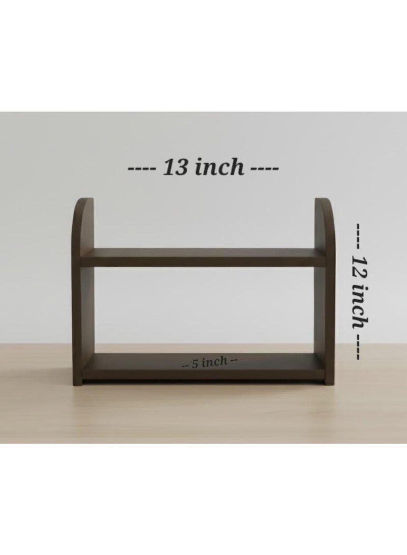 Two-tier wooden spice rack organizer for kitchen countertop, holder, spice bottles, kitchen organizer rack - Image 3