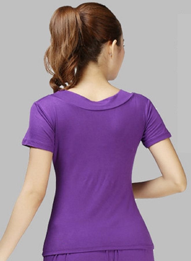 Loquat Women's Square Dance Top Short Sleeve V-neck Dance Dress  - Image 2