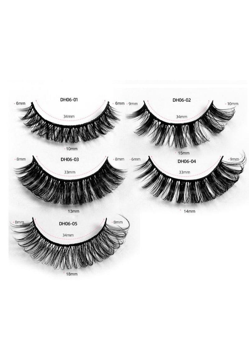 mixed Five styles high volume DD curvature nutrual false eyelashes for party and daily makeup - Image 4