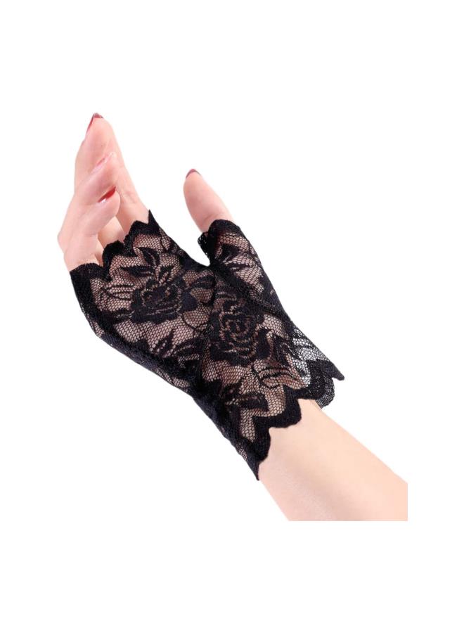 klarako 1 Pair Gloves Sun Block Women Half Hand Short Gloves UV Protection Fingerless for Driving ( Black ) - Image 5