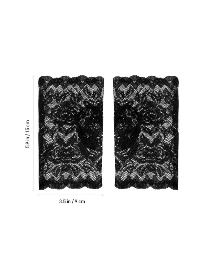 klarako 1 Pair Gloves Sun Block Women Half Hand Short Gloves UV Protection Fingerless for Driving ( Black ) - Image 2
