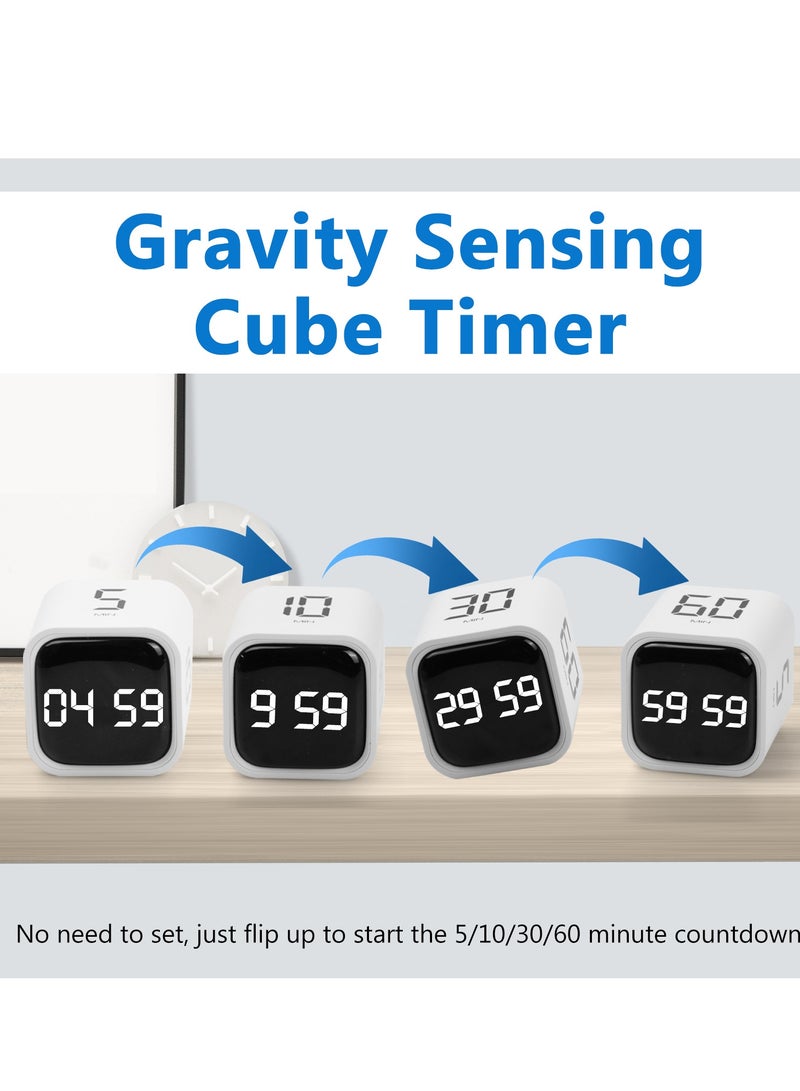 Digital Cube Timer, Gravity Sensor, Flip Timer, Pomodoro Timer with Mute Vibrations Sound Alarms, LED Display Timer with Positive Timing and Countdown Time Management Tool for Study, Sports - Image 3