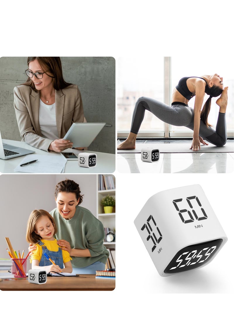 Digital Cube Timer, Gravity Sensor, Flip Timer, Pomodoro Timer with Mute Vibrations Sound Alarms, LED Display Timer with Positive Timing and Countdown Time Management Tool for Study, Sports - Image 4