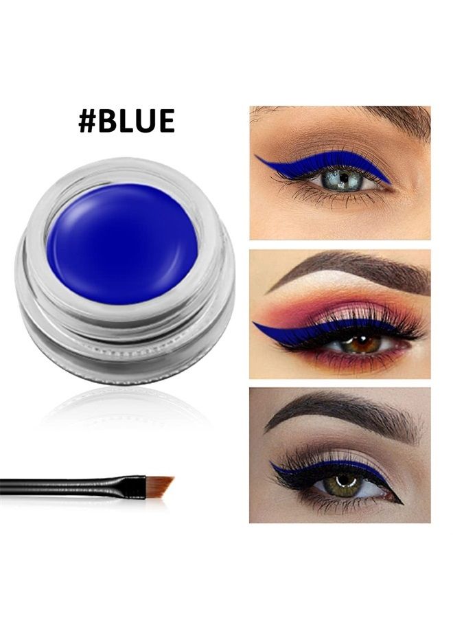 Erinde Blue Gel Eyeliner, Waterproof Long Lasting Cream Eyeliner Gel, High-Intensity Pigments Smudge-Proof Eye Liner Makeup, Water-Resistant Eyeliner with 2PCS Eyeliner Brushes 03# Blue  - Image 2