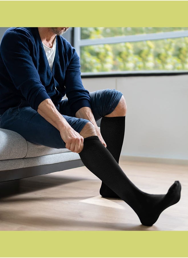 VITION 5 Packs Men and Women's Compression Socks 15-20 mmHg Moderate Pressure Medical Quality Support Best Comfort Fit Moisture Wicking Circulation Travel Black/Blue/Grey/Skin/White S/M  - Image 3
