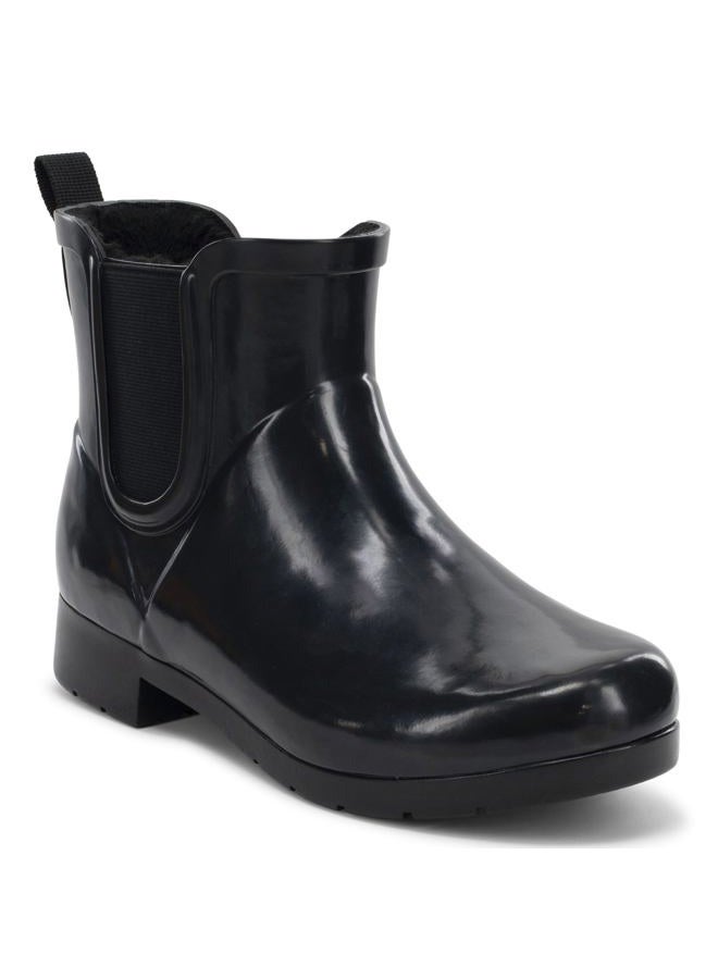 Chooka Women's Delridge Faux Fur Chelsea Rain Boot | Waterproof Ankle Bootie with Memory Foam Insole | Stylish & Comfortable in Black, 6 - Image 1