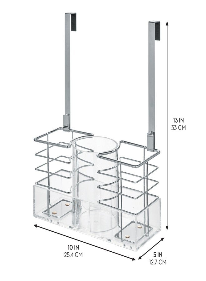 iDesign Countertop or Over-The-Cabinet Hair Tool Organizer - Clear/Chrome - Image 2