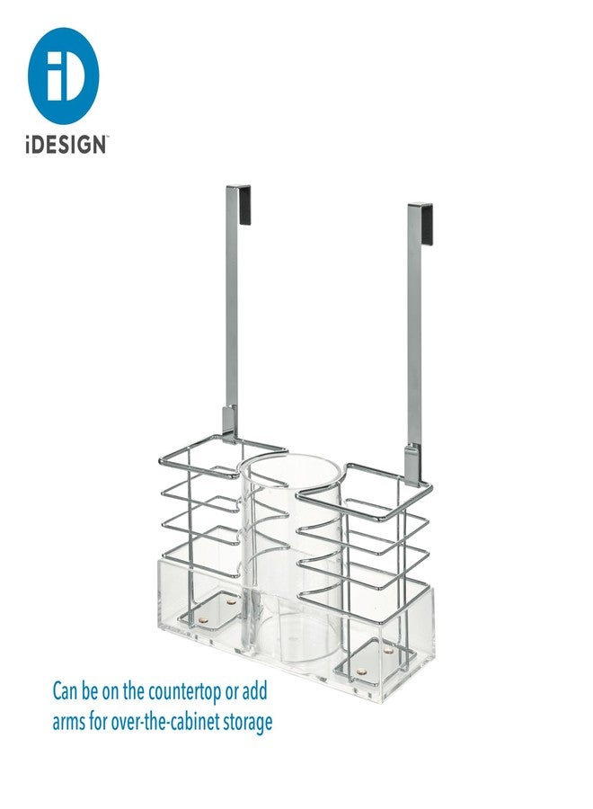 iDesign Countertop or Over-The-Cabinet Hair Tool Organizer - Clear/Chrome - Image 3